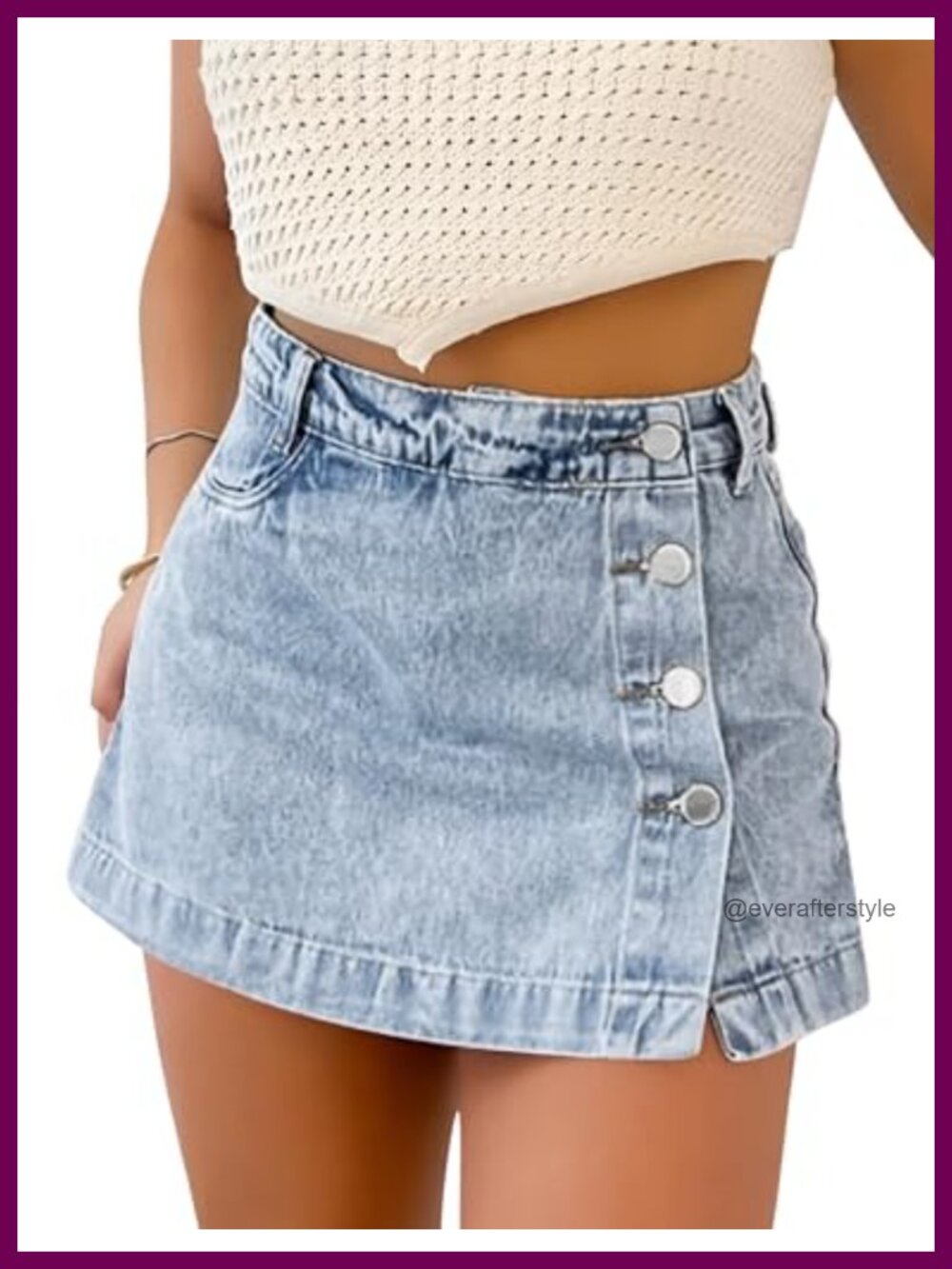 Denim Skort for Women High Waisted Stretchy A-Line Jean Skirt with Shorts